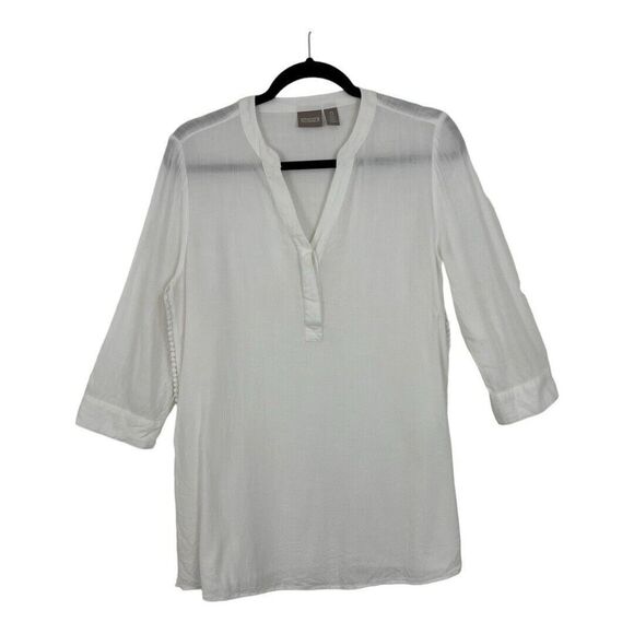 Chico's Size 0 Small White Rayon Popover Top Blouse - Picture 1 of 3